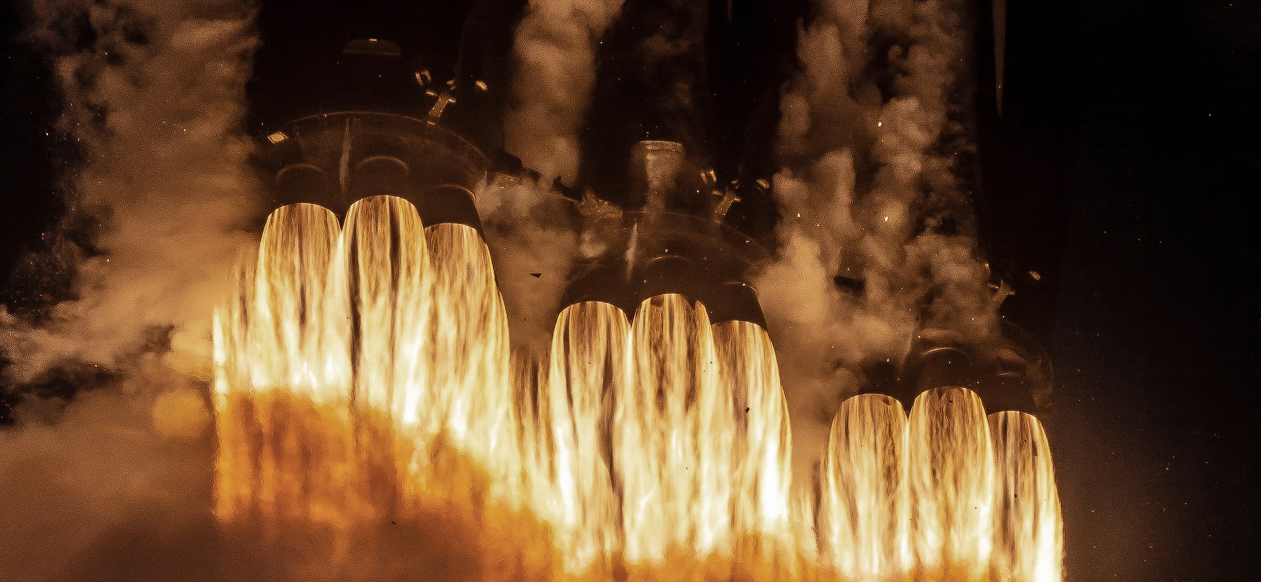Close-up of Falcon Heavy's Merlin engines